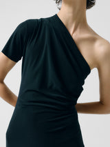 One-sleeved draped dress