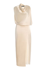 Draped satin midi dress