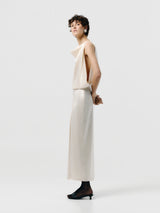 Draped satin midi dress