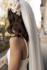 Long Tul Veil's detail | Wedding veil | Sophie et Voilà